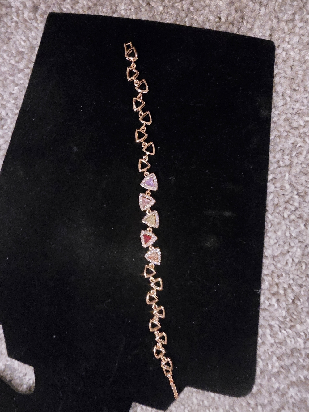 18kgp Dubai Jewelry Multi-Color Heart Link Bracelet in Rose Gold